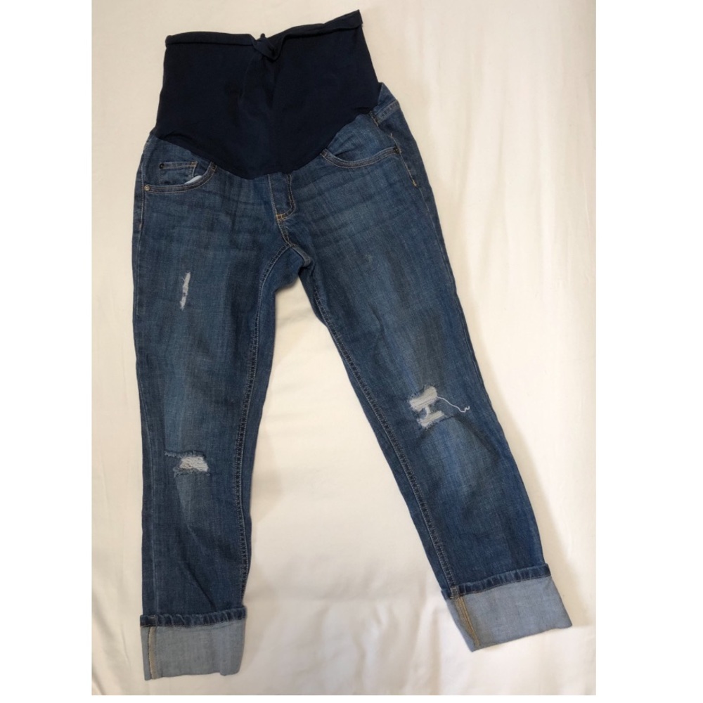 Maternity Blue ripped Jeans / Indigo Jeans / EUC